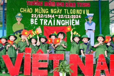 TRƯỜNG MẦM NON BÌNH TRUNG TỔ CHỨC HOẠT ĐỘNG TRẢI NGHIỆM “ BÉ TẬP LÀM CHIẾN SỸ”